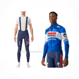 2024 Fietskleding Deceuninck Quick Step Blauw Wit Lange Mouwen En Koersbroek