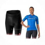 2024 Fietskleding Vrouw Giro D'italie Blauw Korte Mouwen En Koersbroek