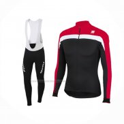 2016 Fietskleding Sportful Zwart en Rood Lange Mouwen en Koersbroek