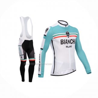 2014 Fietskleding Bianchi Groen en Wit Lange Mouwen en Koersbroek