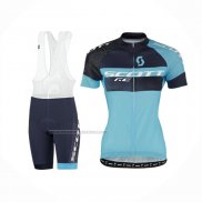 2016 Fietskleding Scott Zwart Blauw Korte Mouwen en Koersbroek