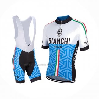 2017 Fietskleding Bianchi Milano Pontesei Blauw Korte Mouwen en Koersbroek