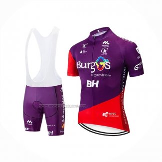 2019 Fietskleding Burgos BH Violet Rood Korte Mouwen en Koersbroek