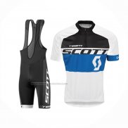 2016 Fietskleding Scott Wit en Blauw Korte Mouwen en Koersbroek