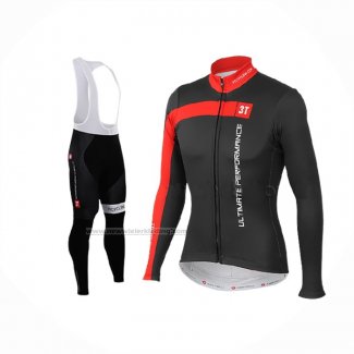 2015 Fietskleding Castelli 3t Zwart en Rood Lange Mouwen en Koersbroek