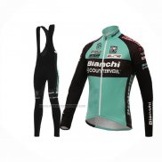 2016 Fietskleding Bianchi Mtb Zwart en Groen Lange Mouwen en Koersbroek